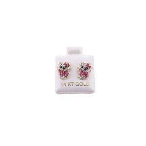 Women's‎ Sanrio Hello Kitty 14k Gold Cubic Zirconia Stud Earrings Screw Post ***